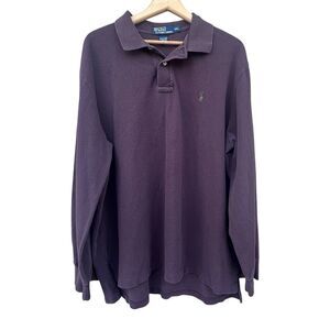 Polo Ralph Lauren Men’s Brown Long Sleeve Polo Shirt Size XXL Green Pony